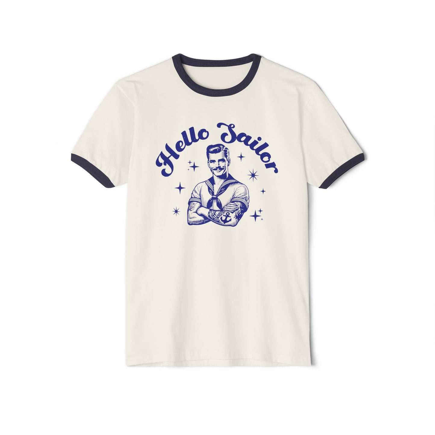 Vintage "Hello Sailor" Ringer Shirt - 1950s Clark Gable Style - 3 Colors Unisex Cotton