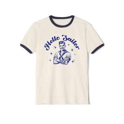 Vintage "Hello Sailor" Ringer Shirt - 1950s Clark Gable Style - 3 Colors Unisex Cotton