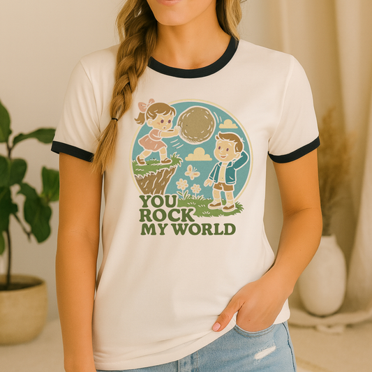You Rock My World Funny Retro Ringer T-Shirt – Unisex Next Level Tee