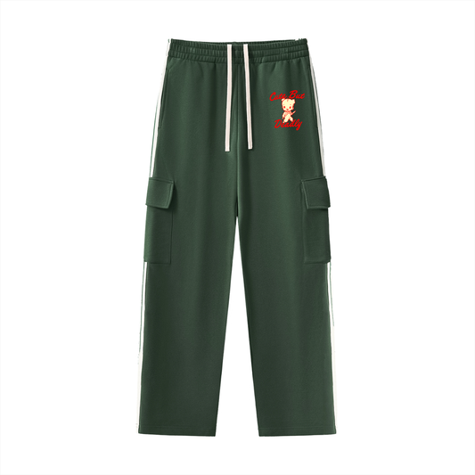 Cute But Deadly Unisex Cargo Track Pants Side Stripe Straight-Leg