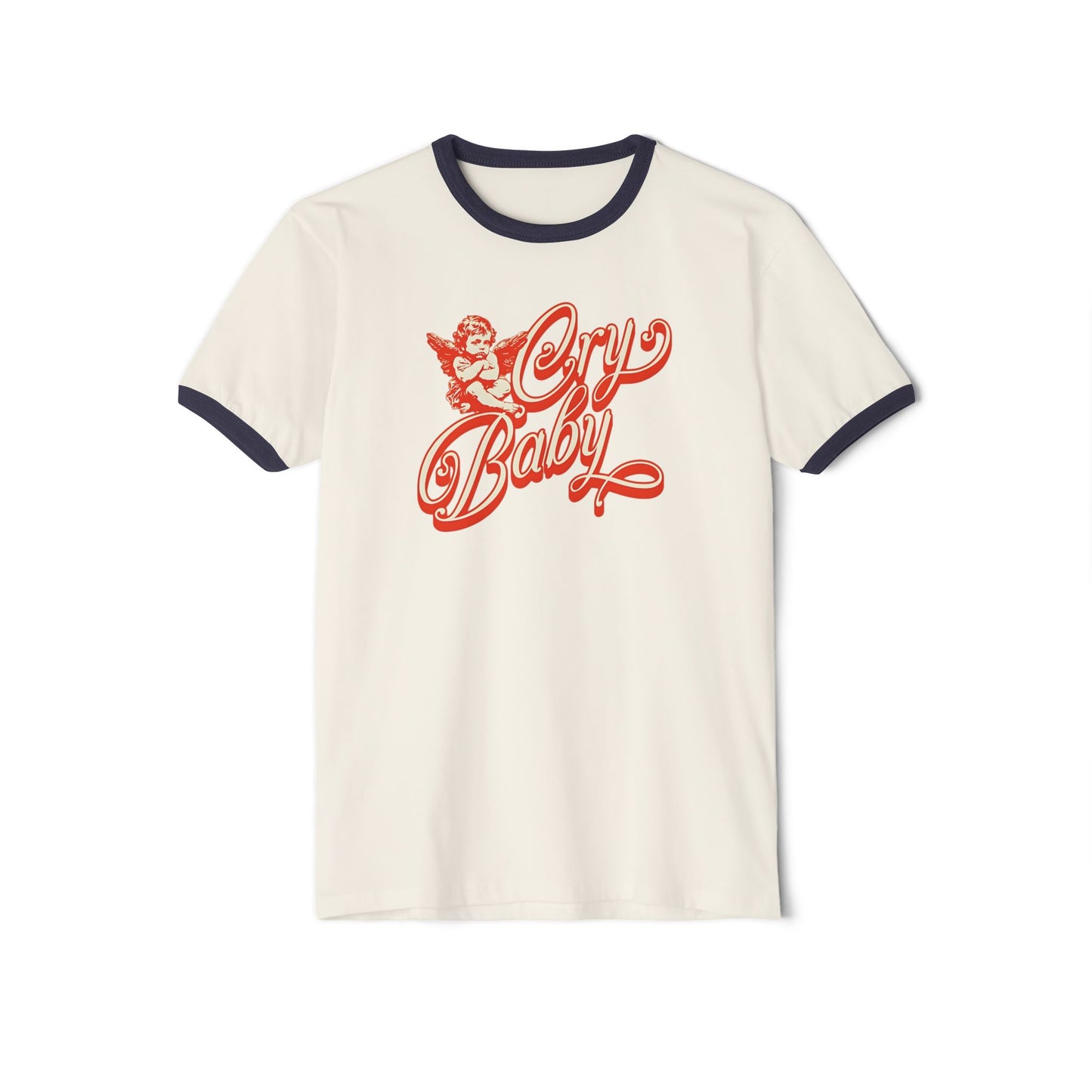 Cry Baby Angel Ringer Tee Vintage Inspired Design