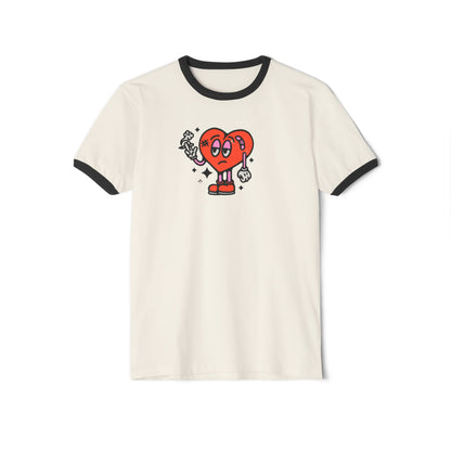 Anti-Valentine’s Unisex Ringer Tee – Broken Hearted & Over It