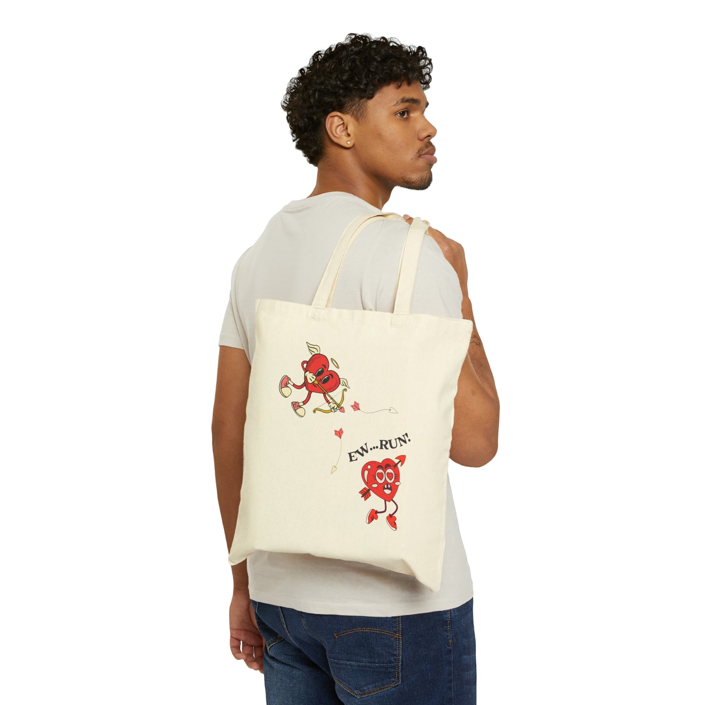 Ew Run Anti-Valentines Cotton Canvas Tote Bag