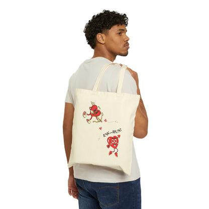 Ew Run Anti-Valentines Cotton Canvas Tote Bag