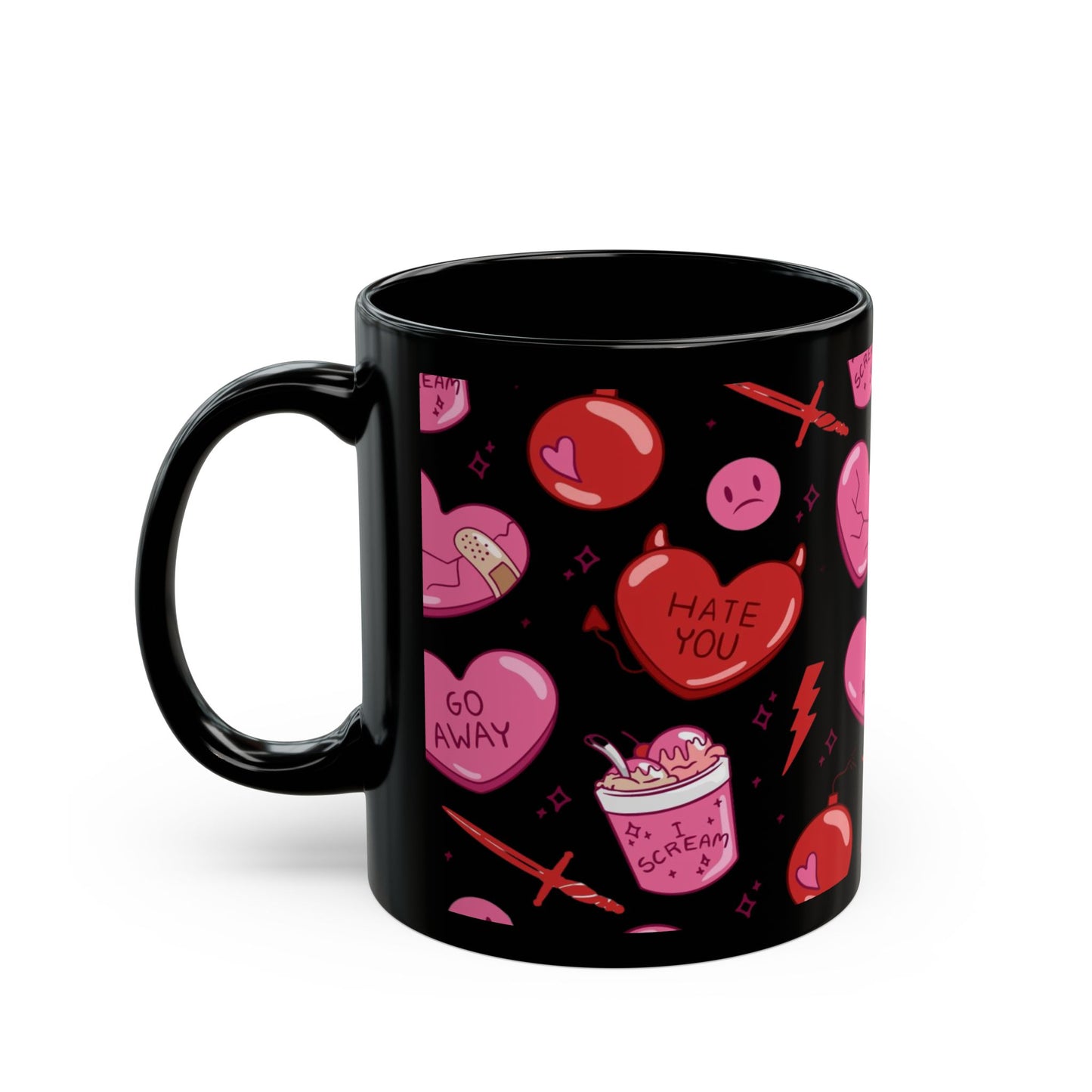Anti-Valentine's Day Mug, Black Ceramic Cup 11oz