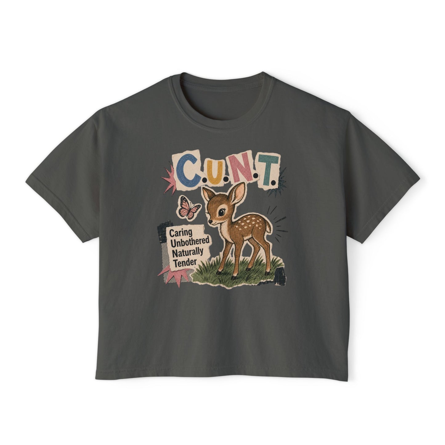 CUNT Deer Shirt Womens Oversized Boxy Comfort Colors 3023CL