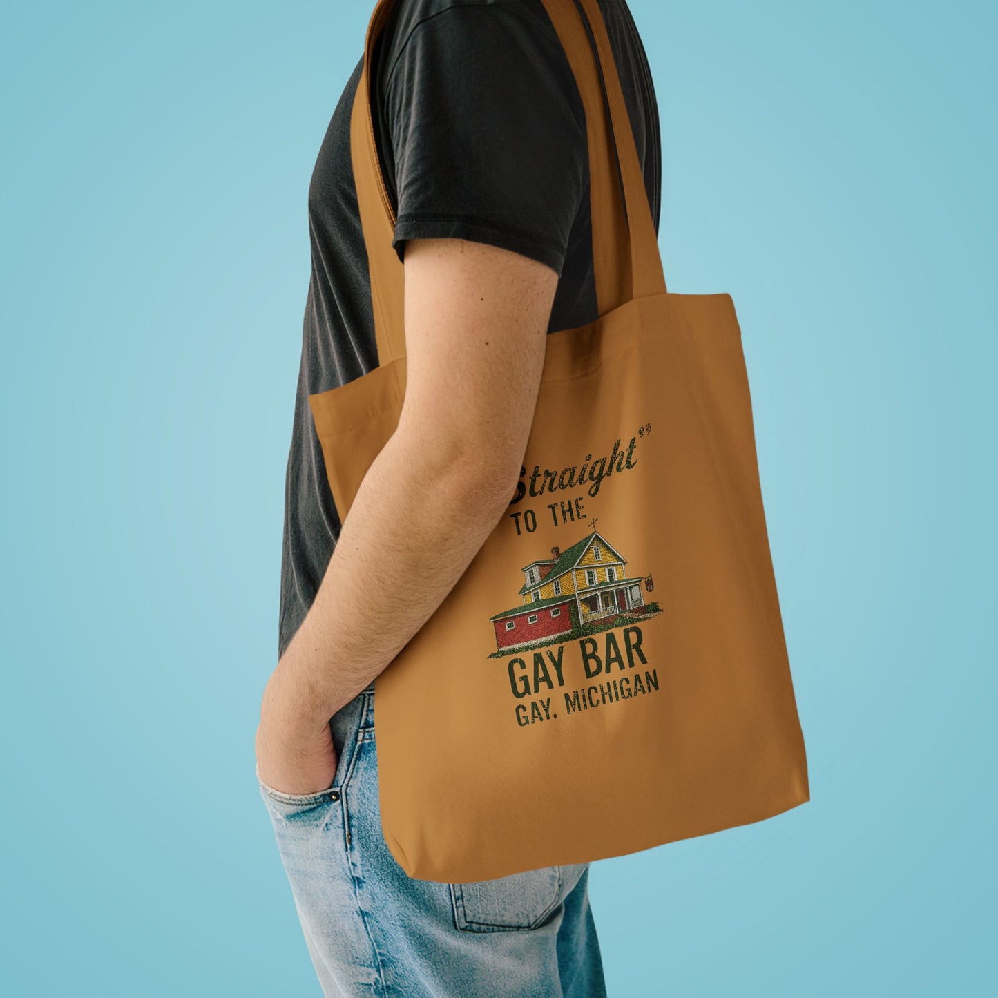 Go Straight to the Gay Bar Tote Bag | Gay, Michigan Vintage Canvas Bag | Funny LGBTQ+ Market Tote