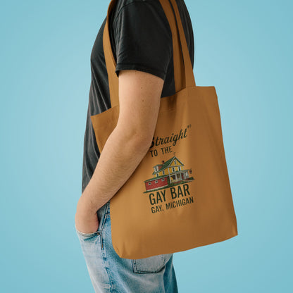 Go Straight to the Gay Bar Tote Bag | Gay, Michigan Vintage Canvas Bag | Funny LGBTQ+ Market Tote