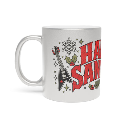 Silver Heavy Metal Santa Christmas 11 oz Cermaic Mug