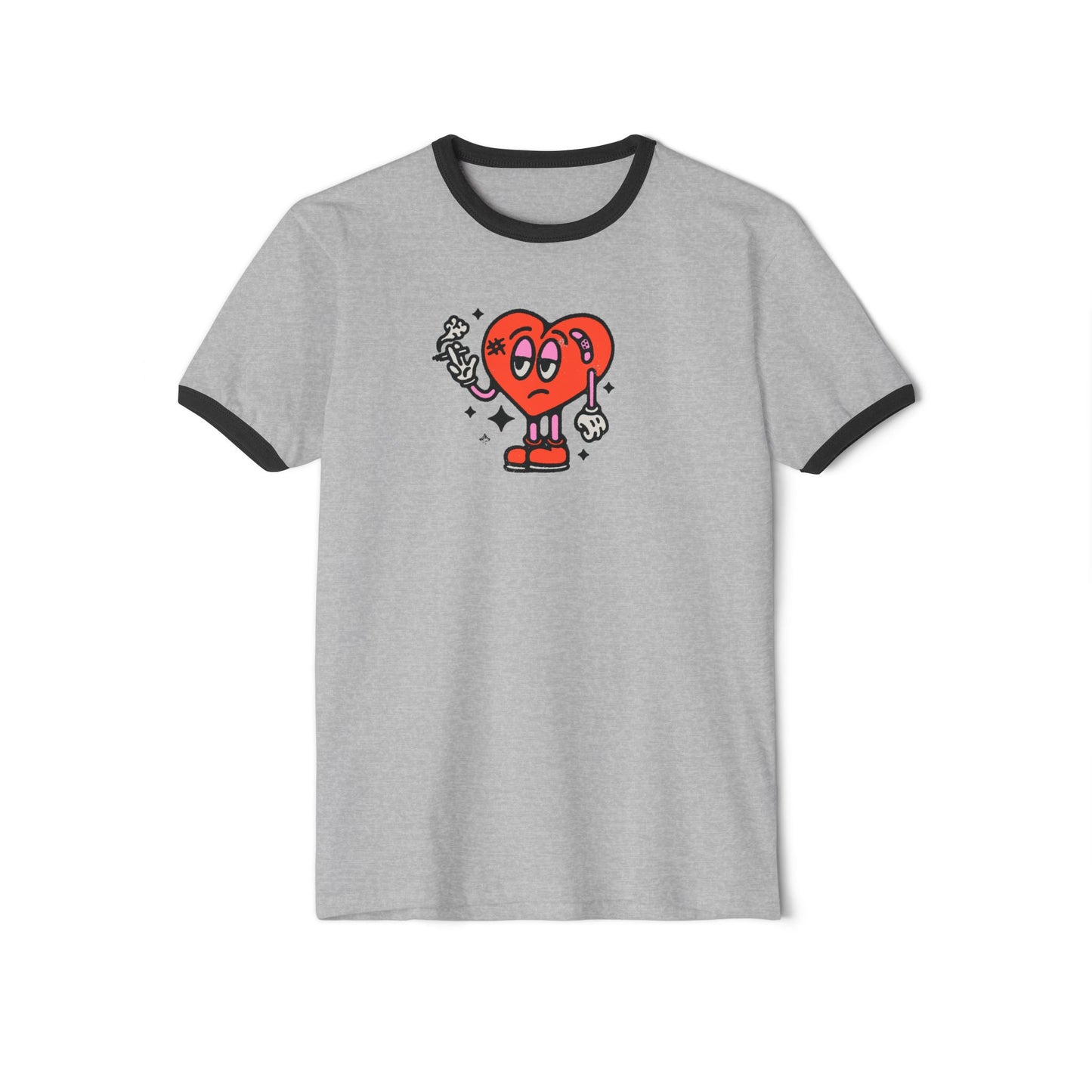 Anti-Valentine’s Unisex Ringer Tee – Broken Hearted & Over It