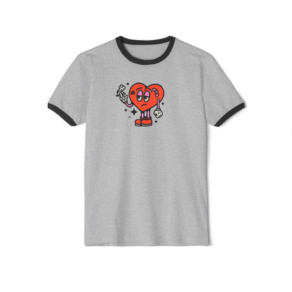 Anti-Valentine’s Unisex Ringer Tee – Broken Hearted & Over It