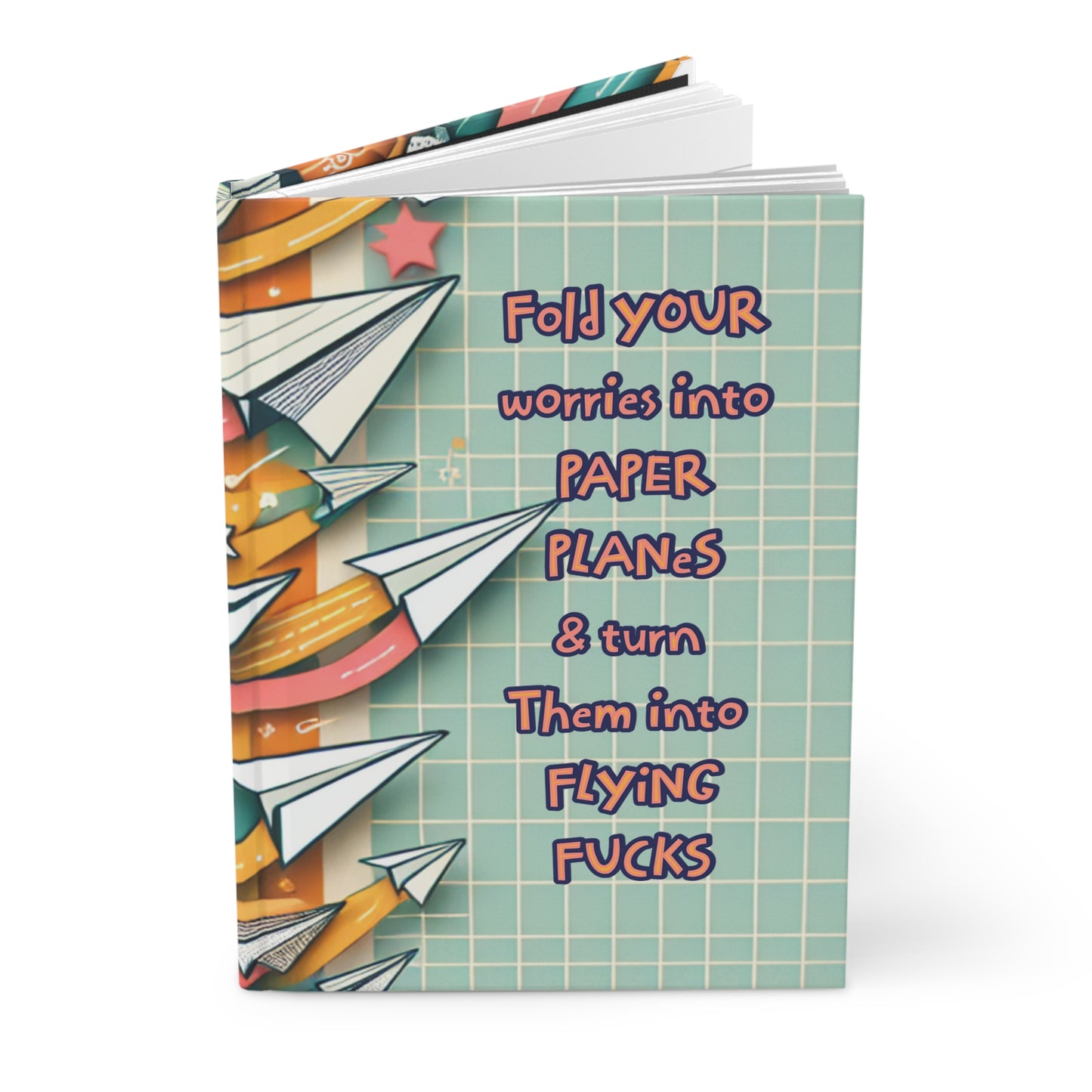 Unique 3-D Paper Airplane Design Journal – Fold  and Fly Your Worries Away Hardcover Journal