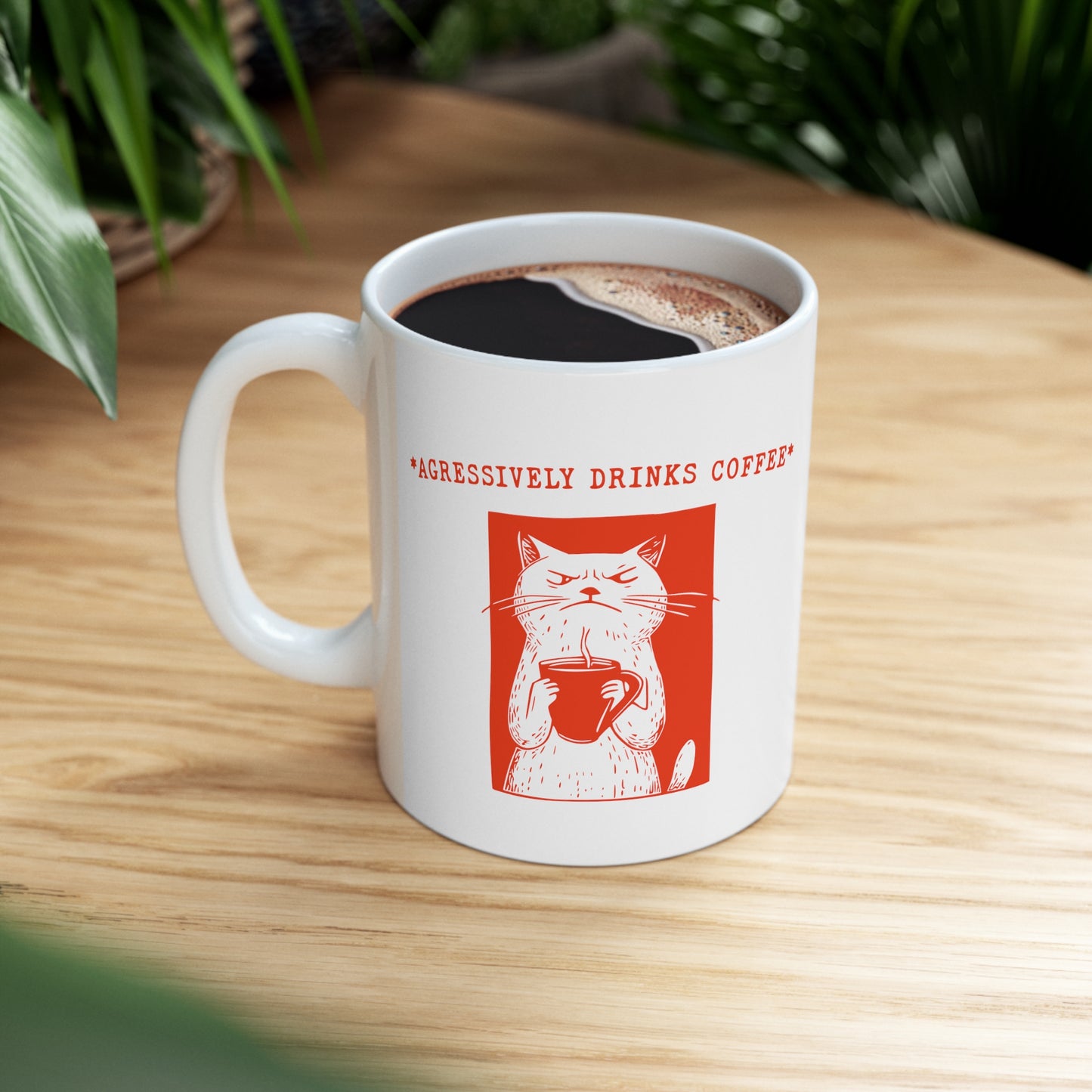 Vintage Aggressive Cat Coffee Mug: Hilarious Gift for Book Lovers & Teachers Ceramic Mug, 11oz