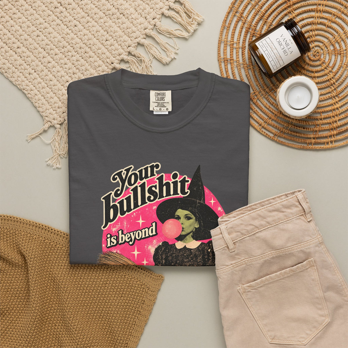 Retro Bubblegum Witch Graphic Tee | Comfort Colors