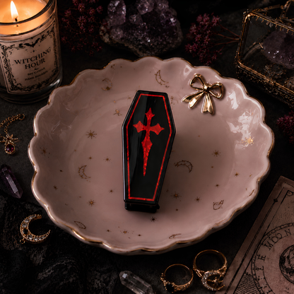 Coffin Hair Claw Clips Raven & Cross Gothic Hair Accessories with Black Velvet Gift Bag
