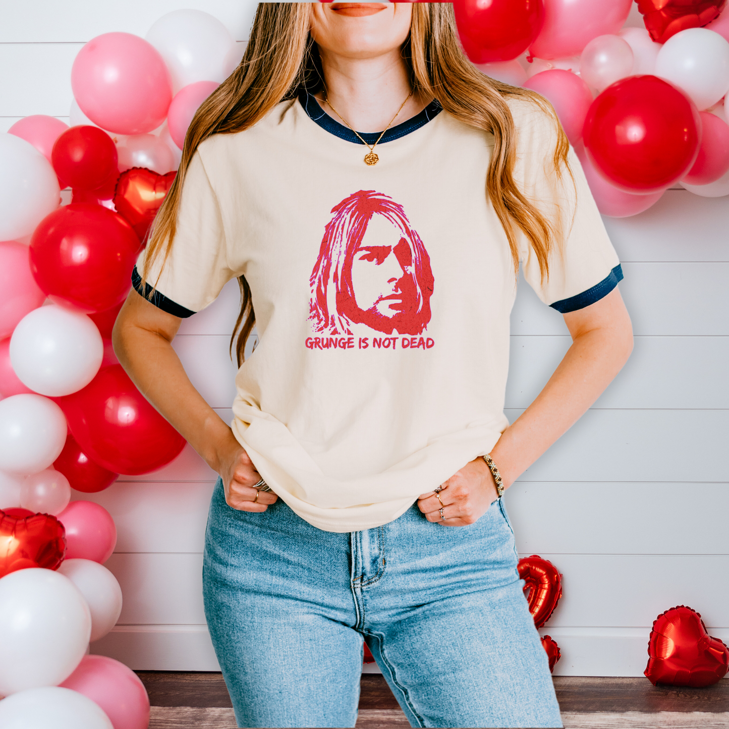 Grunge Is Not Dead - Kurt Cobain Ringer Tee | Retro Rock Style