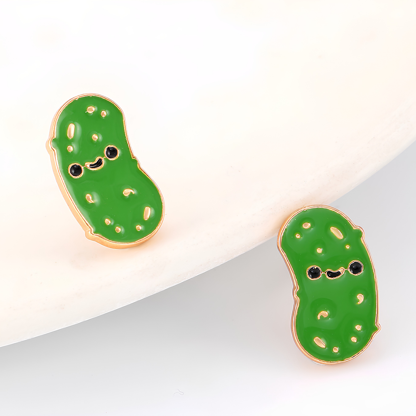 Big Dill Green Pickle Stud Earrings with Velvet Gift Bag
