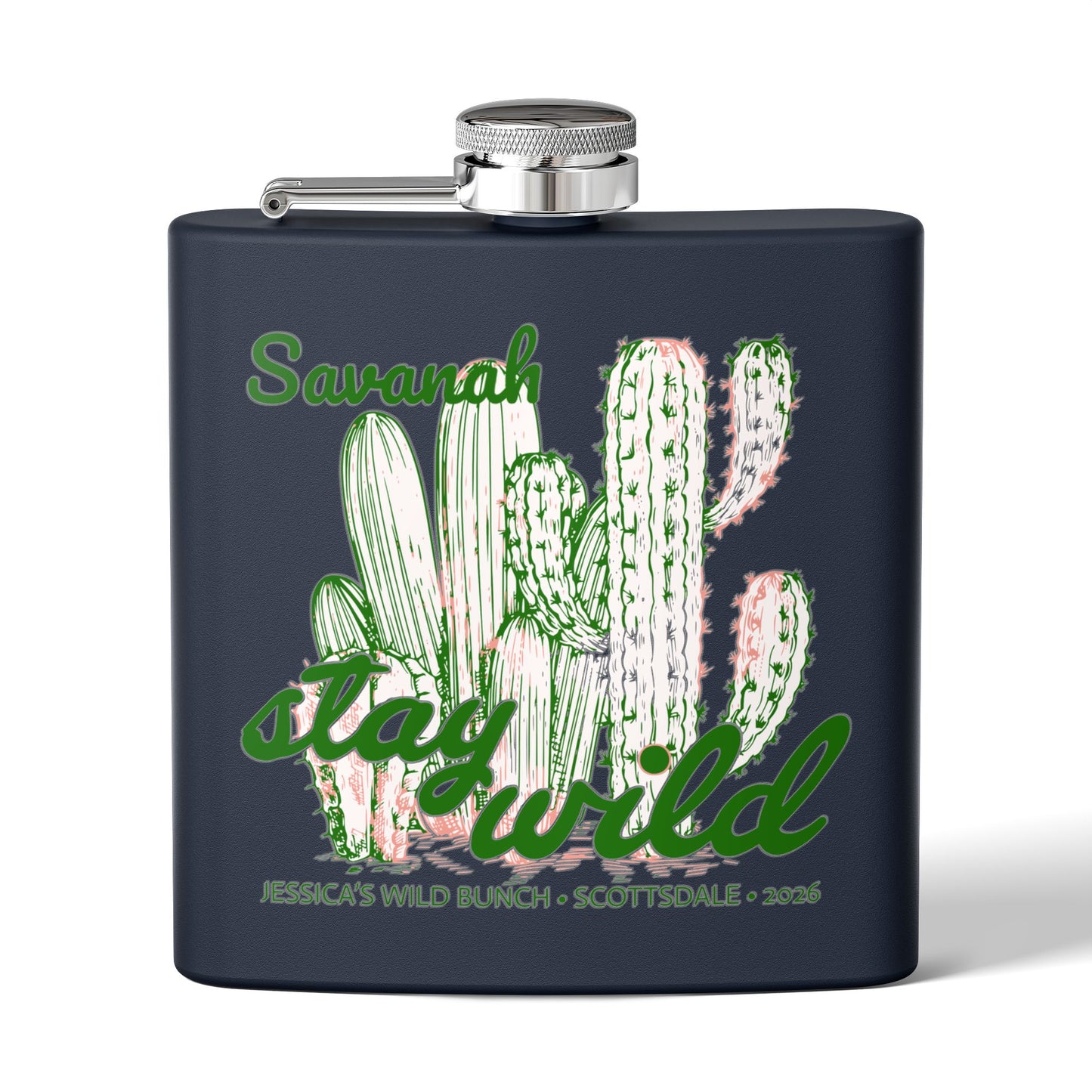 Personalized Stay Wild Stainless Steel Flask 6oz