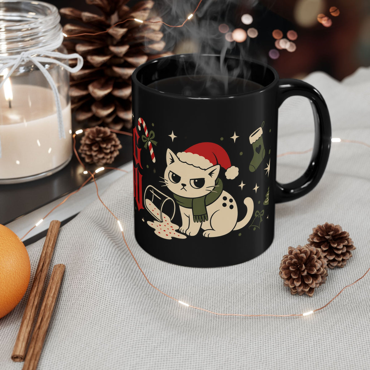 Naughty Cat Christmas Mug – “Naughty or Nice” Holiday Coffee Cup