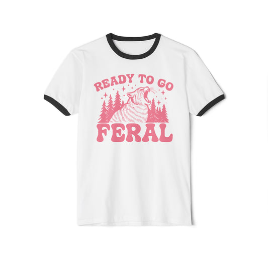 Retro 'Ready to Go Feral' Unisex Ringer T-Shirt - Available in 3 Colors