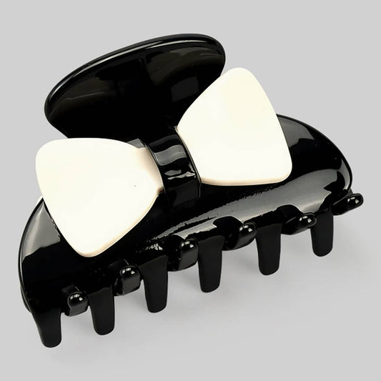 CUTE TWO TONE BOW HAIR CLIP: Black / 1 SIZE