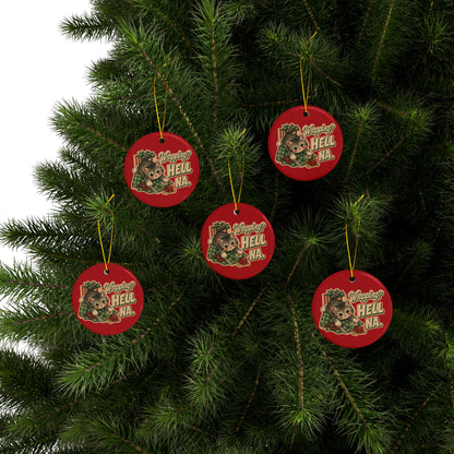 Funny Cat “Wrapping? Hell NA.” Christmas Ornament