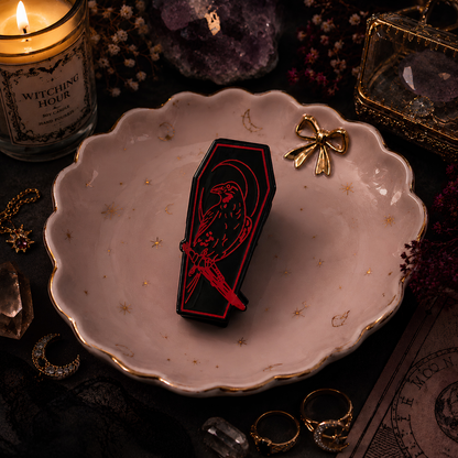 Coffin Hair Claw Clips Raven & Cross Gothic Hair Accessories with Black Velvet Gift Bag