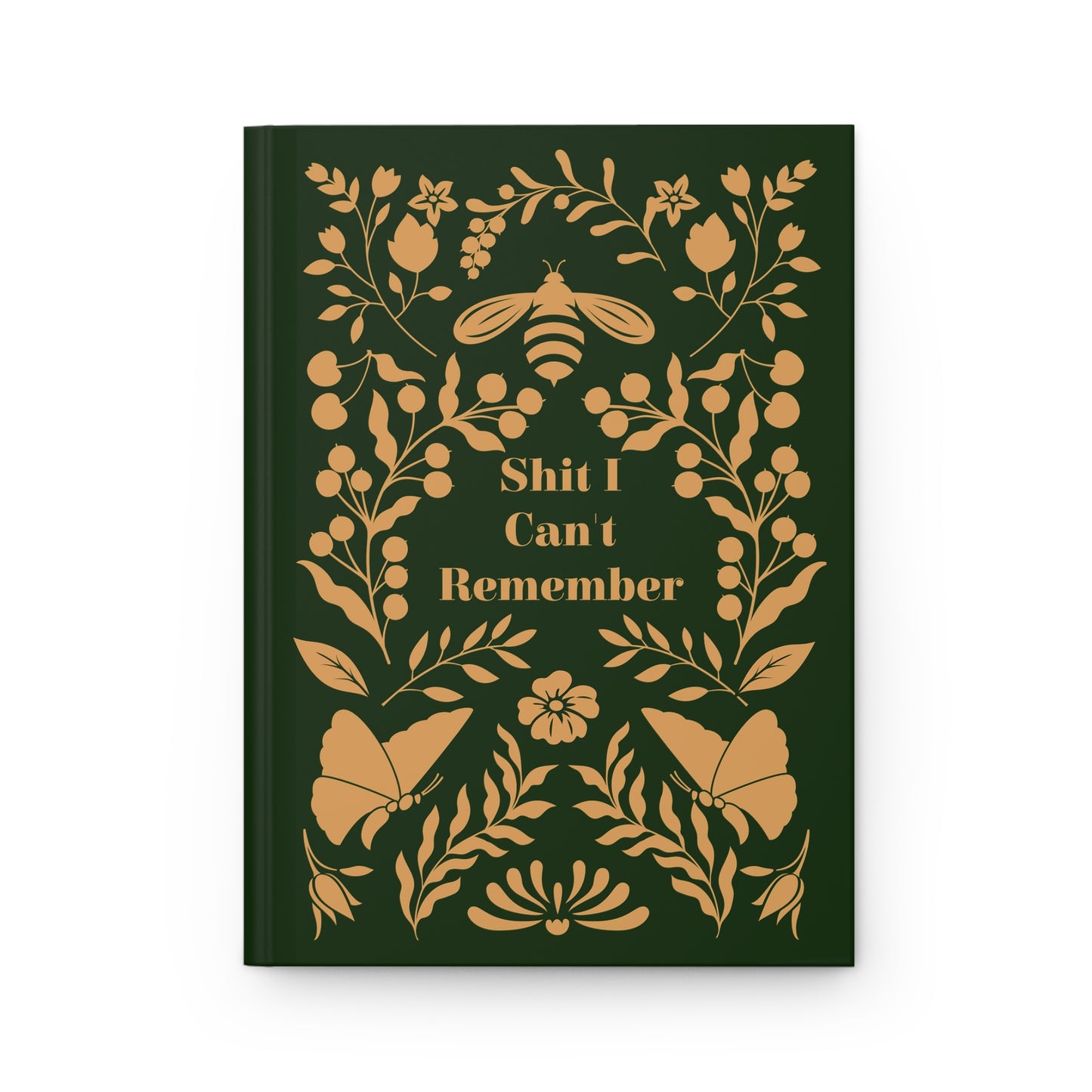 Daily Reminder Hardcover Journal Matte-Dark Green and Gold