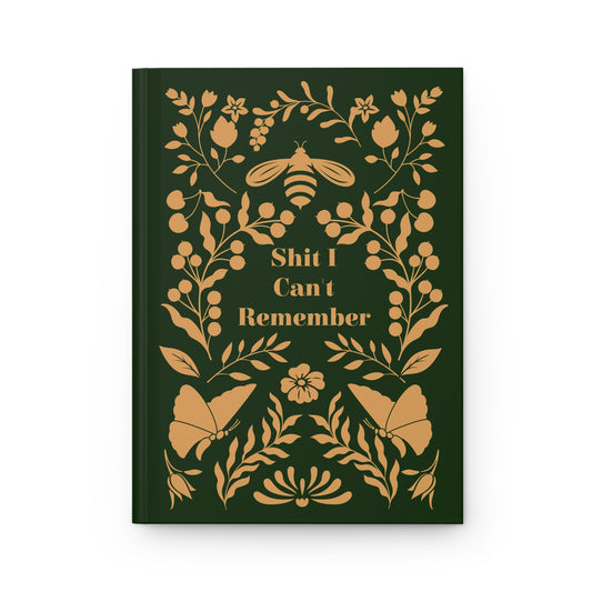Daily Reminder Hardcover Journal Matte-Dark Green and Gold