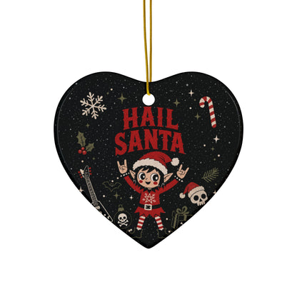 Hail Santa Gothic Christmas Ceramic Ornament