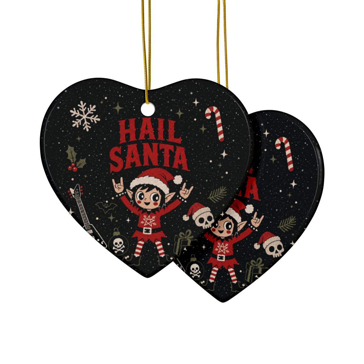 Hail Santa Gothic Christmas Ceramic Ornament