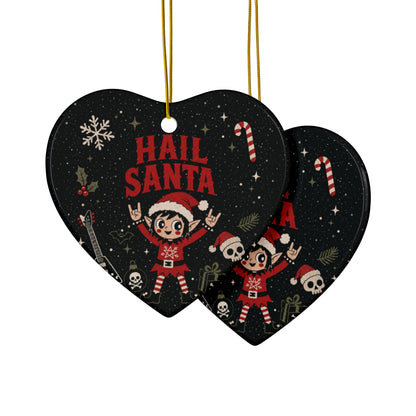 Hail Santa Gothic Christmas Ceramic Ornament