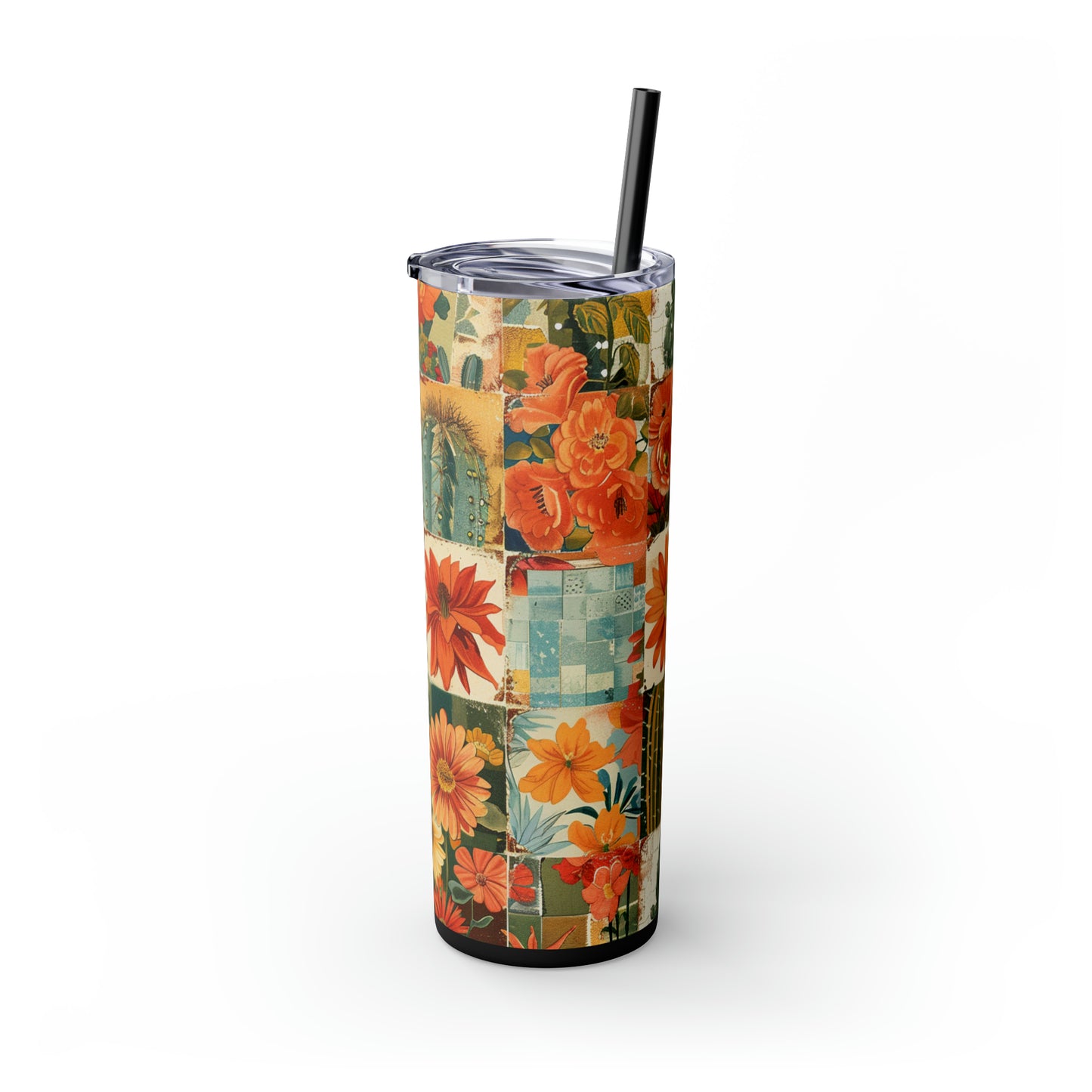 Vintage Boho Western Desert Floral 20oz Skinny Tumbler with  Straw
