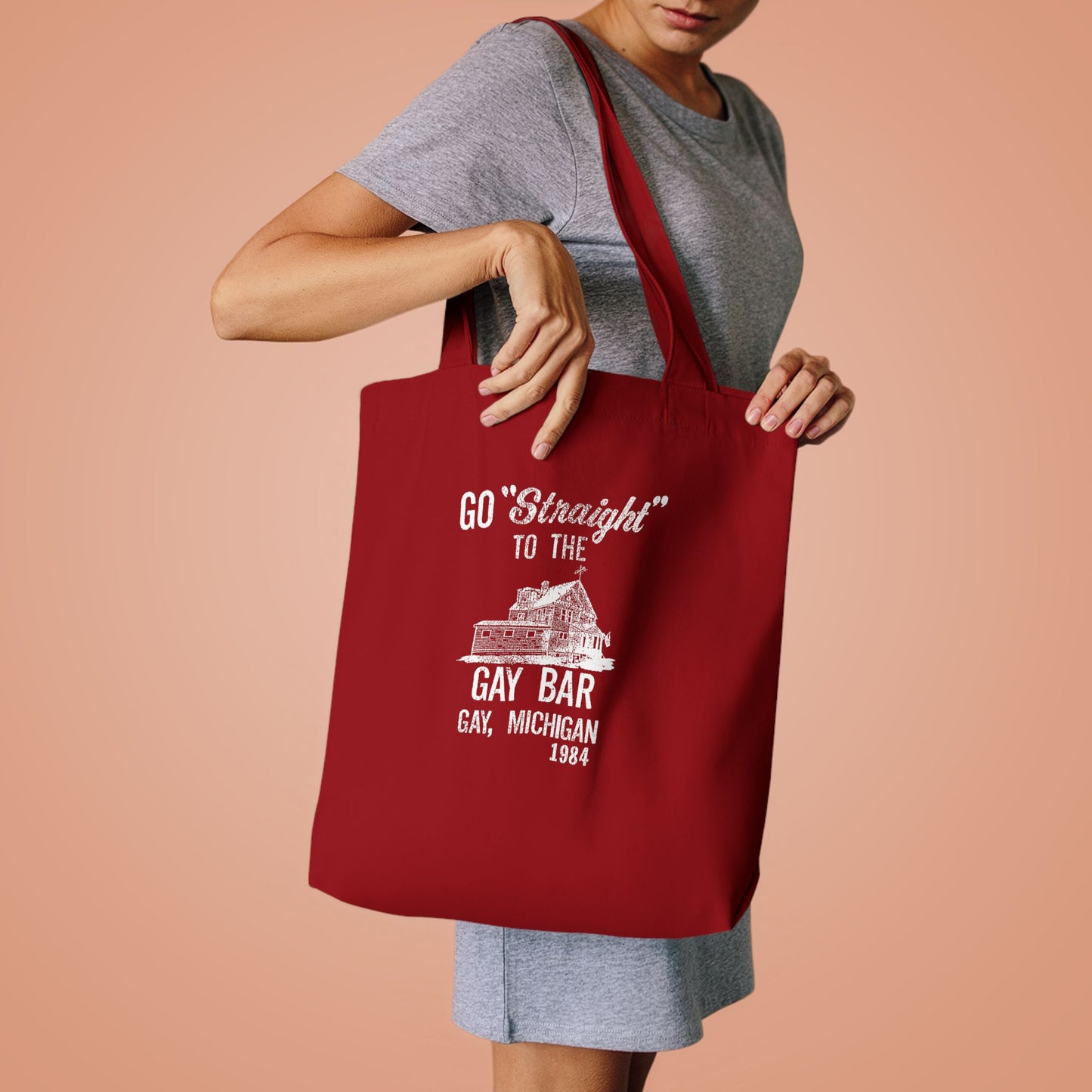 Go Straight to the Gay Bar Tote Bag | Gay, Michigan Vintage Canvas Bag | Funny LGBTQ+ Market Tote