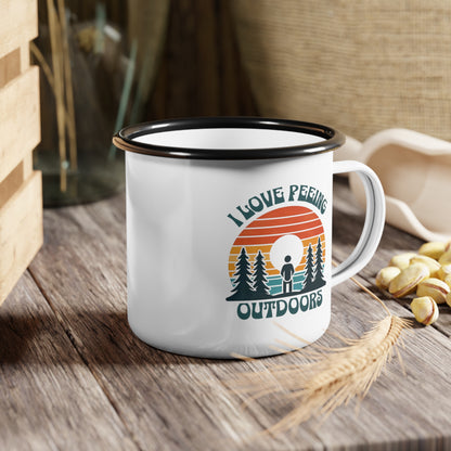 Sip and Savor Nature's Brew: 'I Love Peeing Outside' Enamel Camping Cup