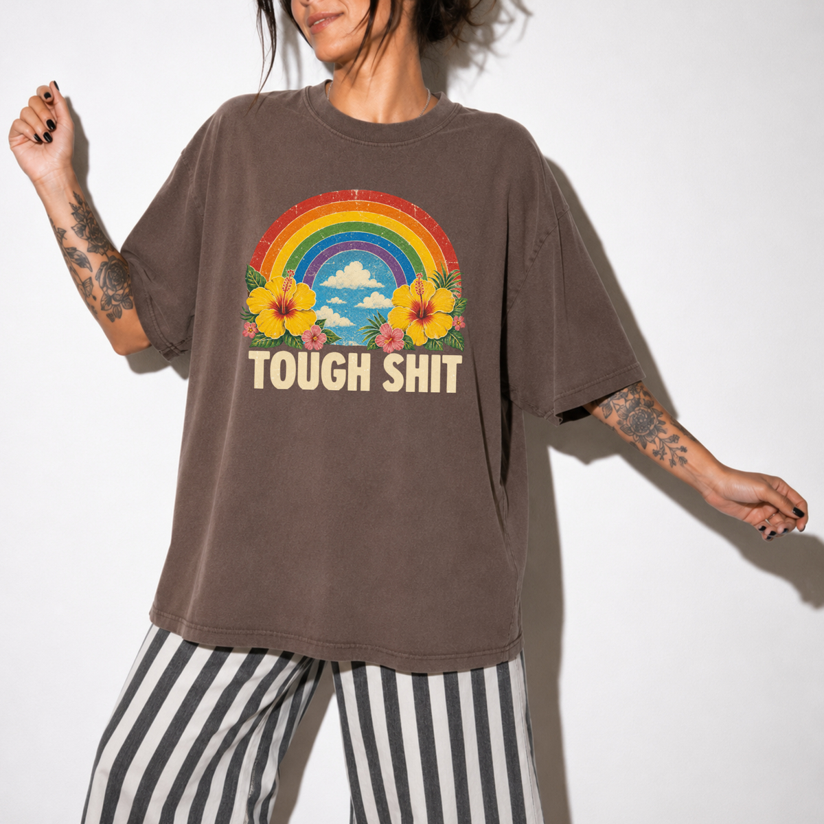 Tough Luck Rainbow Shirt Retro Graphic Comfort Colors 1717 T-Shirt