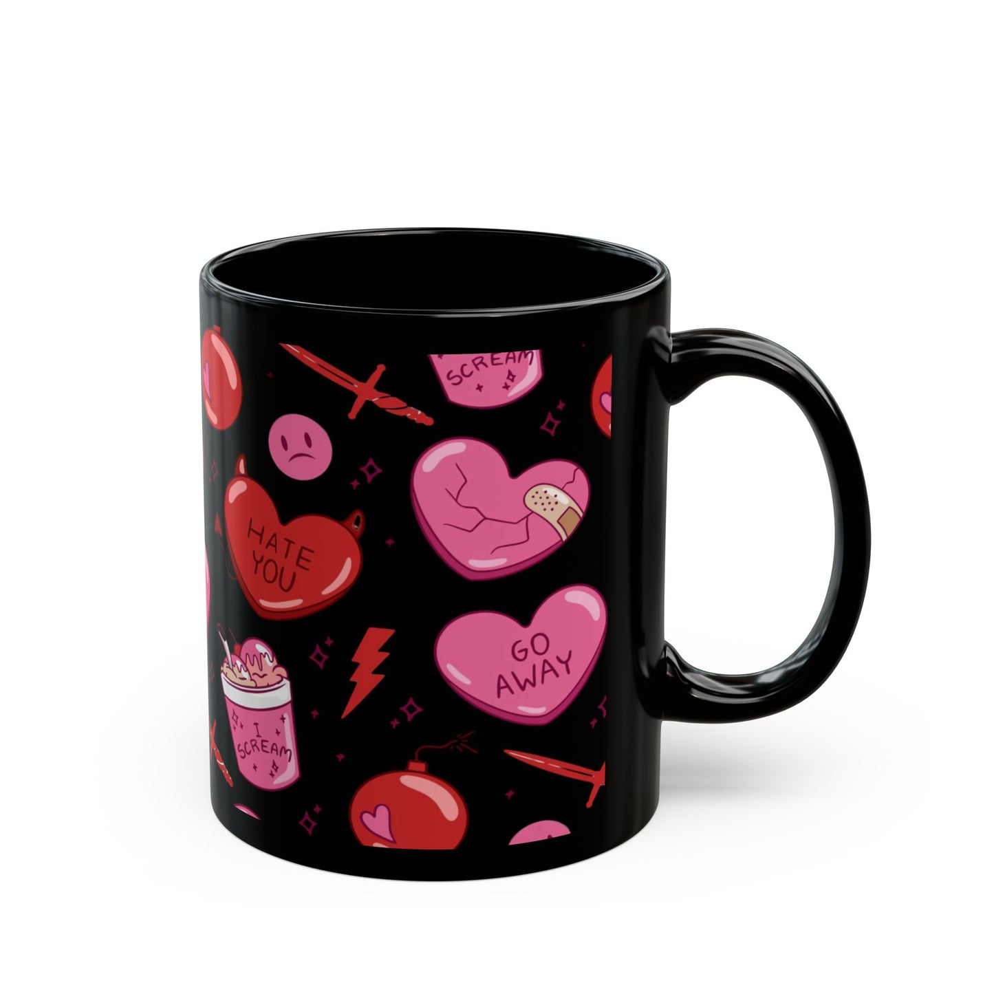 Anti-Valentine's Day Mug, Black Ceramic Cup 11oz