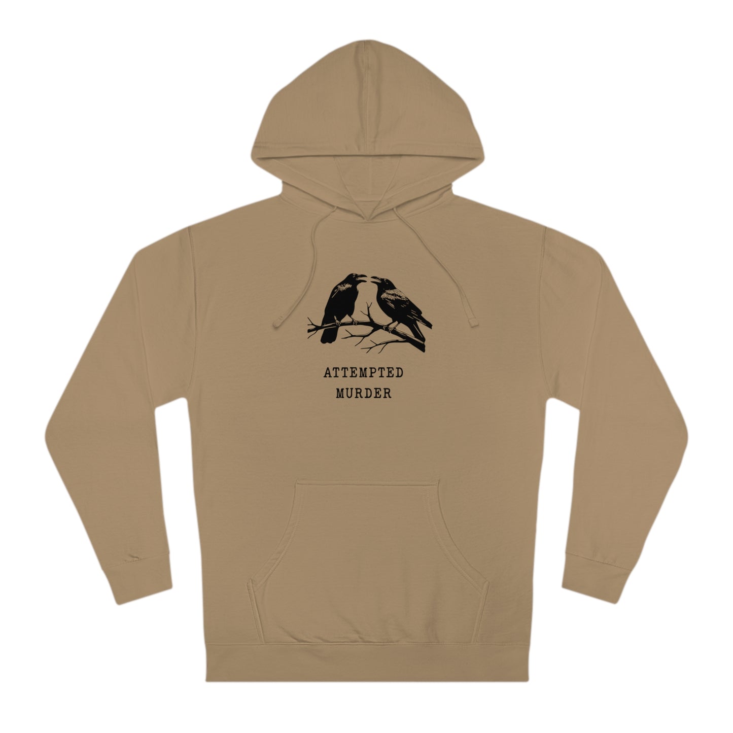Attempted Murder Raven Vintage Gothic Unisex Hooded Sweatshirt | Cozy Cotton Fleece, Medium-Heavy Fabric