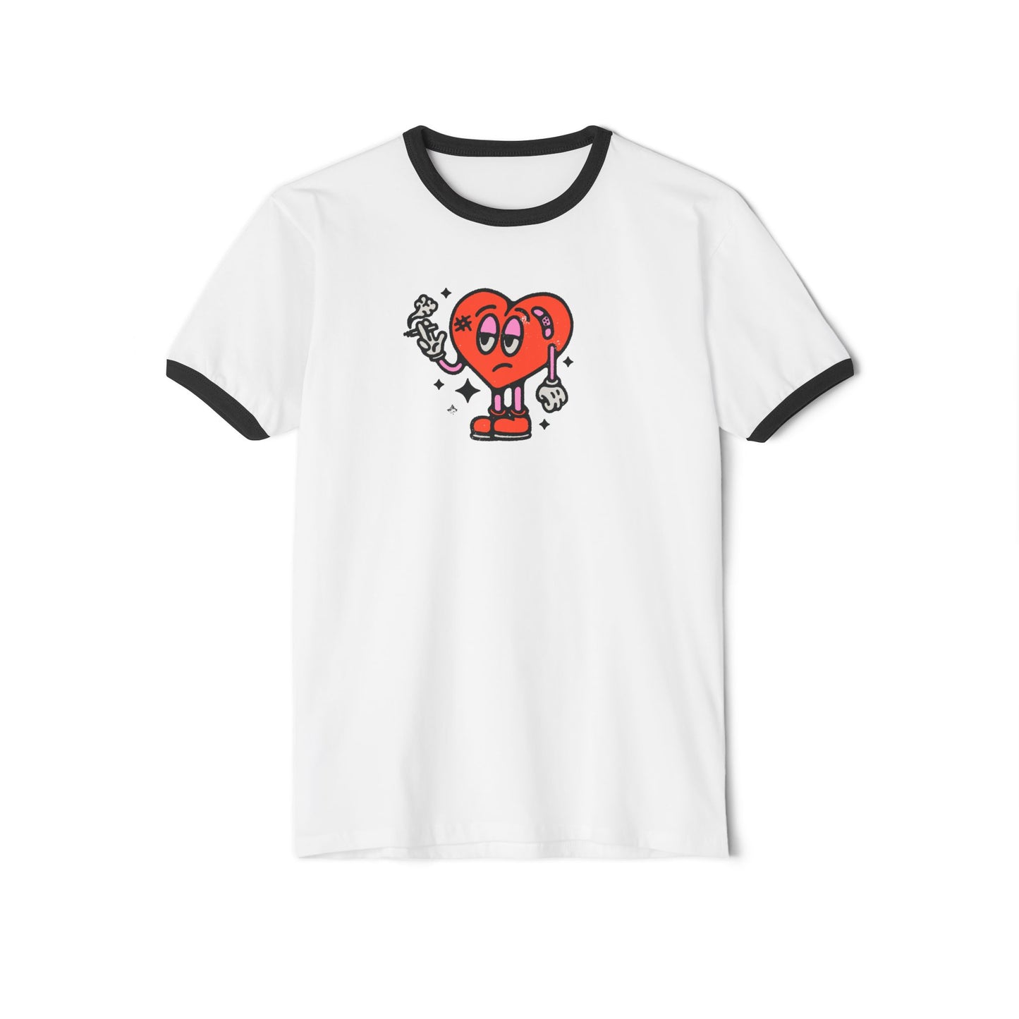Anti-Valentine’s Unisex Ringer Tee – Broken Hearted & Over It