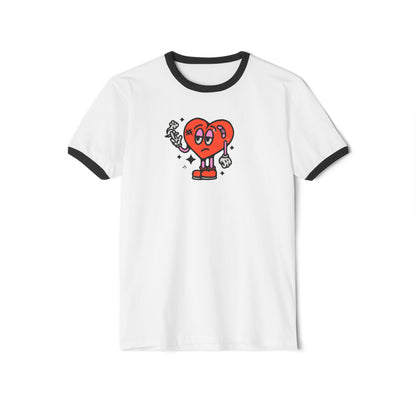Anti-Valentine’s Unisex Ringer Tee – Broken Hearted & Over It
