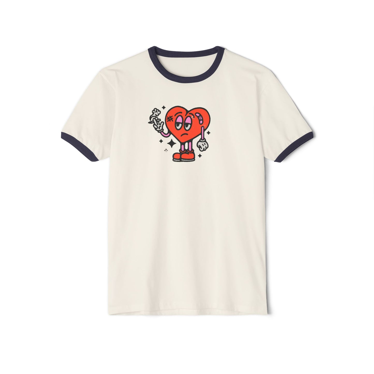 Anti-Valentine’s Unisex Ringer Tee – Broken Hearted & Over It