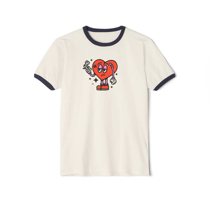 Anti-Valentine’s Unisex Ringer Tee – Broken Hearted & Over It