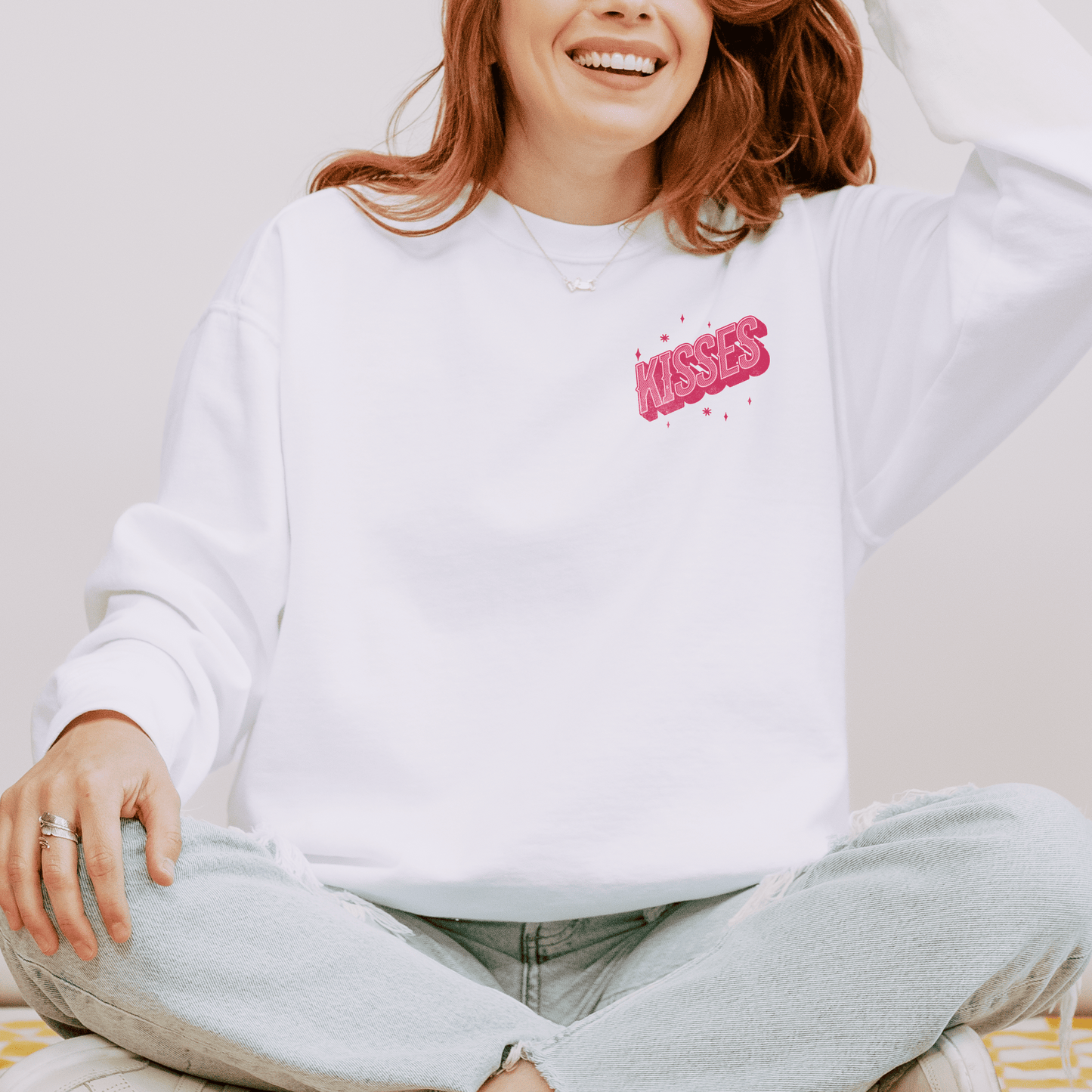 Valentines Kisses Vintage Design Available in Pastel Muted Colors Unisex Garment-Dyed Sweatshirt