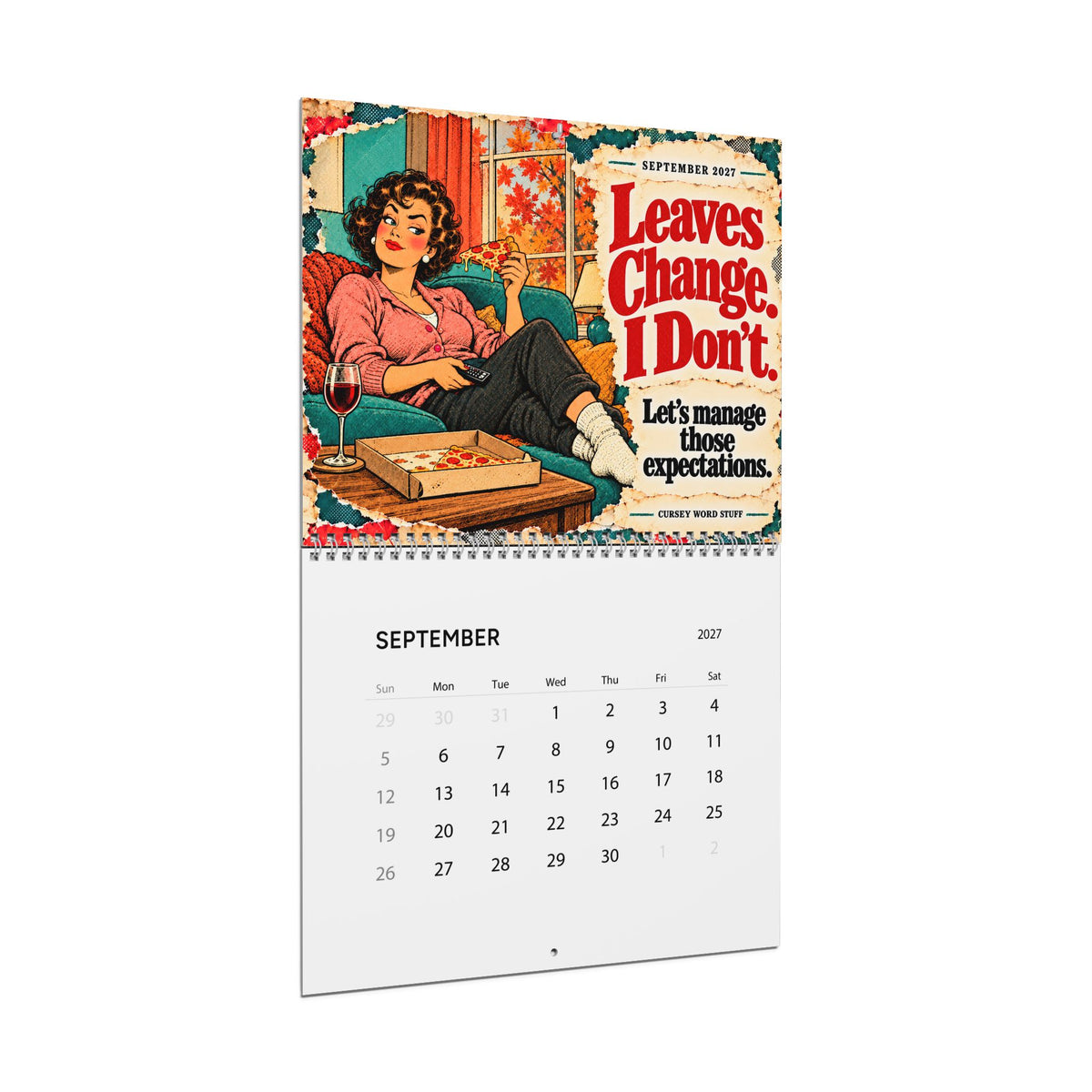 2027 Funny Wall Calendar – Retro Women & Sarcastic Sayings