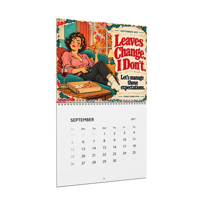 2027 Funny Wall Calendar – Retro Women & Sarcastic Sayings