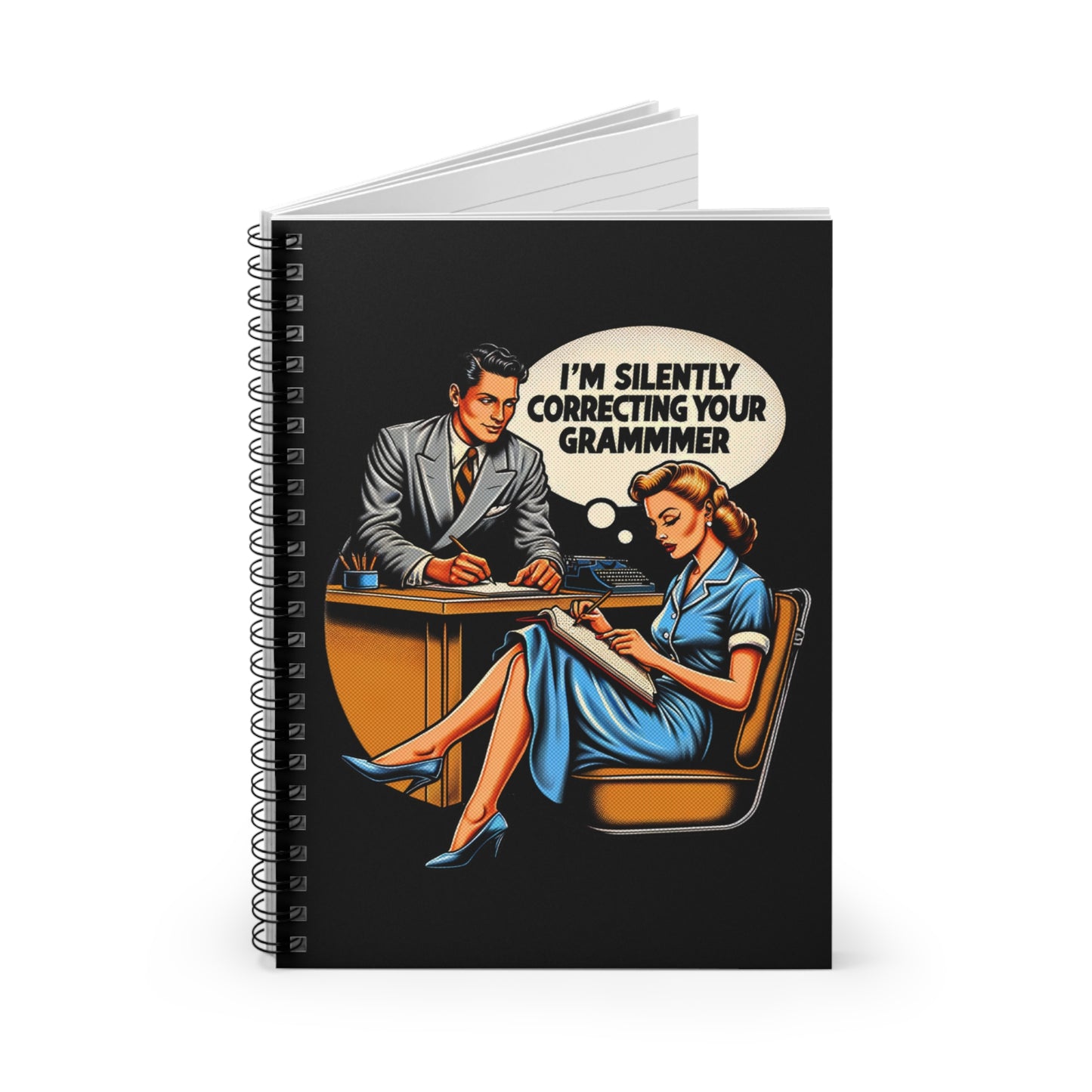 Grammar-Perfect Retro 1950s Style Notebook: Vintage 6" x 8" Spiral-Bound Journal-Ruled Lined