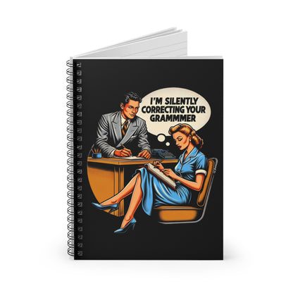 Grammar-Perfect Retro 1950s Style Notebook: Vintage 6" x 8" Spiral-Bound Journal-Ruled Lined