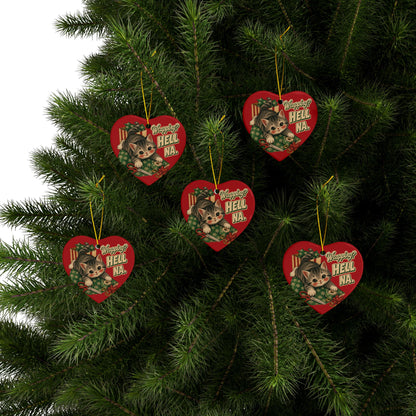 Funny Cat “Wrapping? Hell NA.” Christmas Ornament