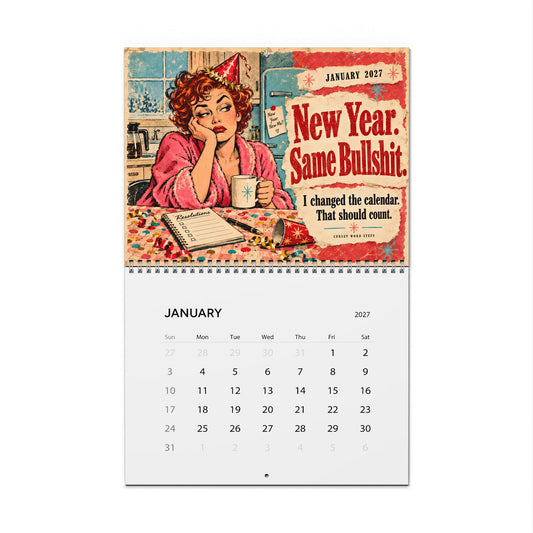 2027 Funny Wall Calendar – Retro Women & Sarcastic Sayings