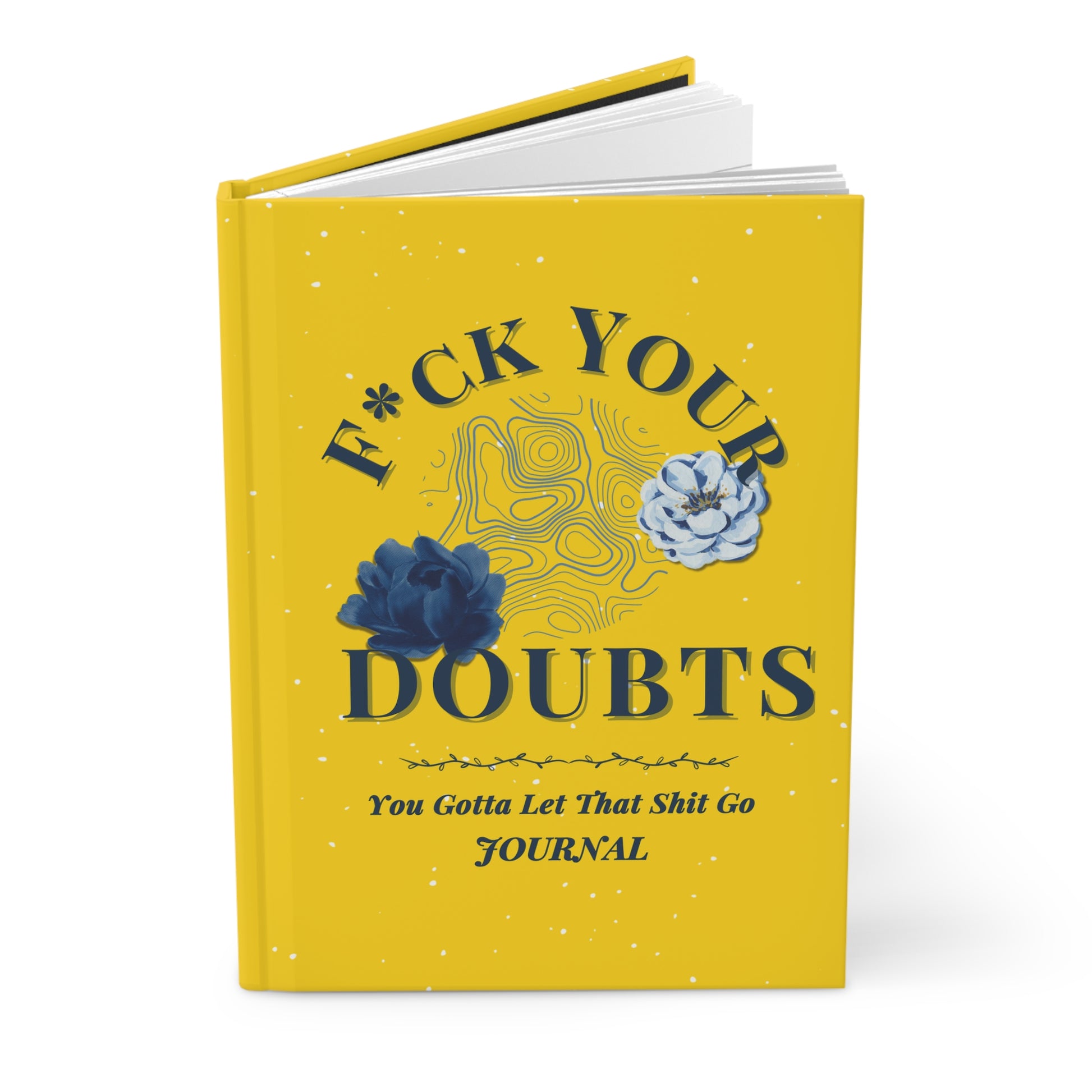 bright yellow and blue hardcover journal,